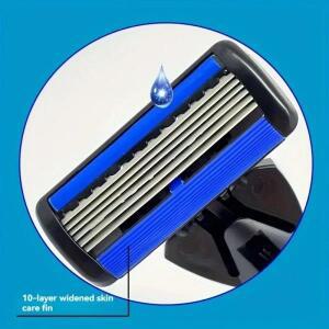 6중 면도날, 남성용 스테인리스 스틸 면도날, 클래식 워터 워시드 면도기, 깔끔한 면도를 위한 날카로운 면