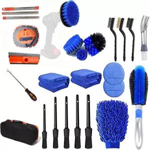 Oivjckx 23Pcs 세차 키트 긴 손잡이가 있는 62인치 브러시 걸레 세부 세트 필터가 버킷 자동차 RV 트럭