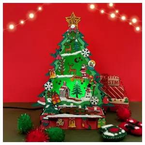 수업교구- 겨울활동 우드 눈 내린 마을의 화이트 크리스마스 트리 DIY 1인용 실습교구