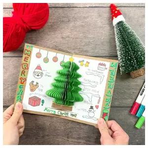 창의미술- 겨울환경 크리스마스 트리 입체 카드 만들기 4인용 실습교구