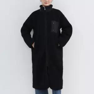 여성 지퍼포켓 하이넥 아우터 롱 후리스 오버핏 보온 부드러운 양털 자켓