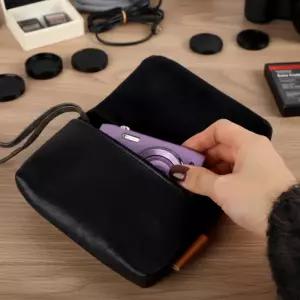 가죽 디카 카메라 파우치 소형 블랙