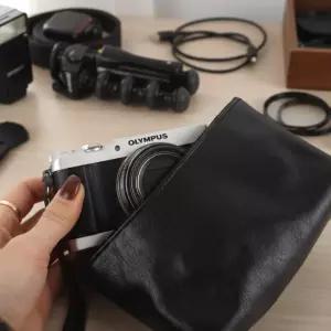 가죽 디카 카메라 파우치 중형 블랙