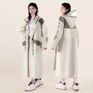 오버핏 후드 롱 레인코트
