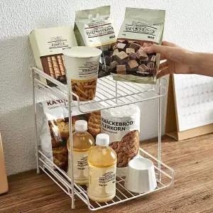 WL 주방 부엌 2단 양념통 조미료 정리 싱크대 선반 흰색 양념통정리