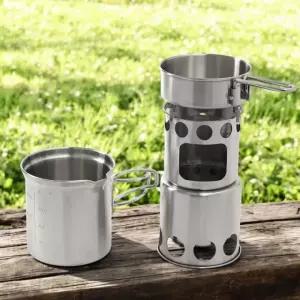 백패킹 캠핑 낚시 1-2인용 우드 스토브 미니 코펠세트