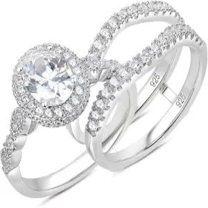 뉴쉬 주얼리 타원형 웨딩 세트 큐빅 지르코니아 약혼 반지 여성용 925 스털링 실버 링 인핸서 신부 결혼식