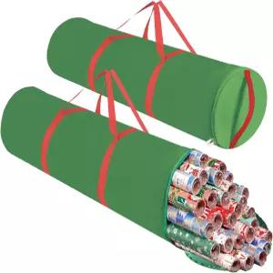 OUTTDID 크리스마스 포장지 정리함 보관함 41인치 선물 보관 용기 600D 옥스포드 원단 홀더 손잡이와