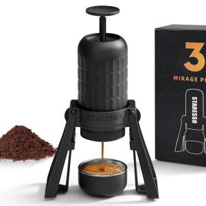 STARSO PLUS SP300 에스프레소 머신, 수동 휴대용 커피 메이커 호환 분쇄 커피, 가압 필터, 가정용 캠핑 오피스용 메이커, 비전기성