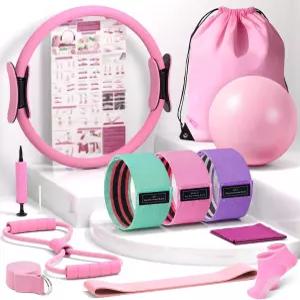 가정용 필라테스 키트 여성용 필수 베터미 14.5인치 링 세트 9인치 요가 볼 쿨링 타월 스트레칭용 저항