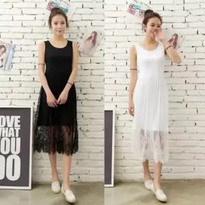 데일리 여성 민소매 원피스 레이어드 여성 레이스 원피스 드레스 여름