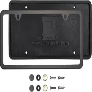 실리콘 백가드 투 홀 슬림 번호판 홀더 매트 플랫 블랙 프레임 T304 스테인리스 스틸 금속 나사 캡
