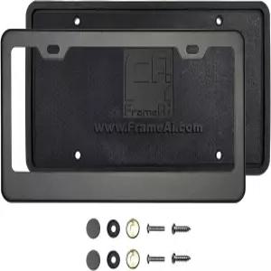 실리콘 백가드 번호판 홀더 매트 플랫 블랙 프레임 T304 스테인리스 스틸 금속 나사 캡