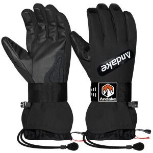 eAj 남성용 안다케 겨울 스키 장갑, 방수 스노우 장갑, 전문가용 스키 장갑은 야외, 추운 날씨, 스노보드를 위한 터치스크린을 강화합니다