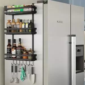 주방선반 2단 3단 냉장고선반 벽걸이선반 블랙 수납 정리대