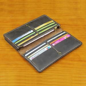 럭셔리 수제 진짜 가죽 남성용 장지갑 클러치 백 대용량 머니 클립 빈티지 전화 케이스