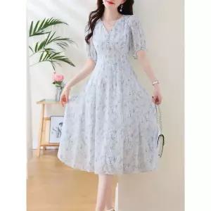 원피스 여름 여성 바캉스 해변 롱스커트 브이넥 쉬폰 예쁜 SPO마켓1