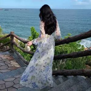 원피스 여사친 쉬폰 브이넥 슬림 예쁜 롱스커트 시폰 프렌치 SPO마켓1