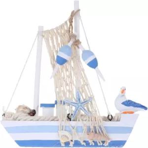 바다새 디자인의 나무 미니어처 항해 책상 장식이 있는 질리 지중해 범선 모델 가정 및 사무실용 6.88인치