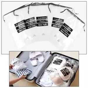 여행 캐리어 가방 용품 정리 투명 비닐 파우치 5p세트