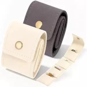 2PCS 미니 여행용 주얼리 가방 접이식 정리용 롤백 버클 포함 소형 파우치 귀걸이 반지 목걸이용 다기능