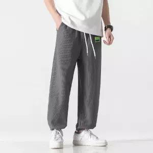 남친 팬츠 면 캐주얼 조거 밑단 슬랙스 린넨 홍콩풍 기본 와이드 스트링 일자 M스포1