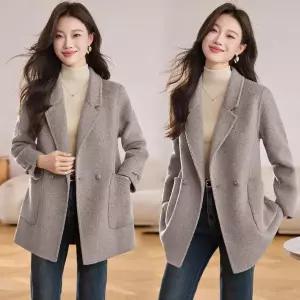 하프 모직 울 가을 여성패션 코트 숄카라 리버시블 겨 DL4