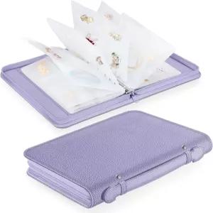 스카이레 보석 여행 정리함 케이스 투명 포켓이 있는 PU 가죽 휴대용 보관함 목걸이 귀걸이 팔찌용 지퍼백