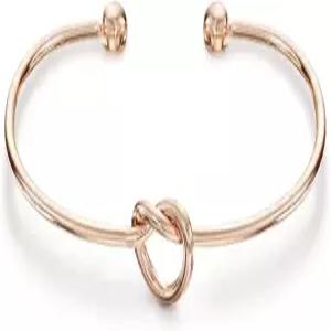 여성용 파보이 14K 골드 도금 포에버 러브 매듭 인피니티 뱅글 팔찌 조절 가능한