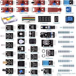 쿠만 아두이노 라즈베리 파이 센서 키트와 호환 37 in 1 로봇 프로젝트 스타터 RPi 3 2 모델 B K5와