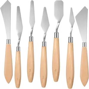 호노슨 7피스 페인팅 나이프 세트 주걱 팔레트 스테인리스 스틸 드로잉 스크레이퍼 유화 액세서리 아트