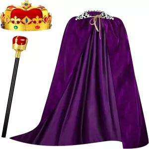 신더 3종 성인 황제 케이프 코스튬 세트 남성 카니발 코스프레를 위한 중세 로브 리갈 크라운셉터