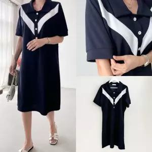 위쉬몰 BS 엣지브이배색반팔원피스 S365H407) 빅사이즈