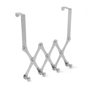 실버 스틸 자바라 도어훅 자취 방문걸이 4구 방문행거