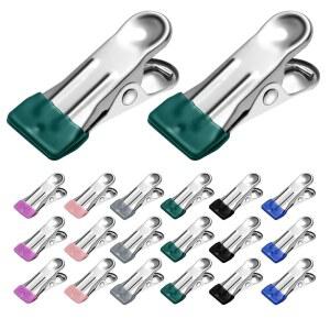 36팩 헤비 듀티 의류 핀, 2.17인치 스테인리스 스틸 칩 클립, 다용도 세탁물, 수건, 사진 및 음식 내구성이 뛰어나고 색상이 있는 식품 라인, 여행, 가정용으로 사용할 수 있습니다