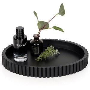 커피 테이블 장식용 캐시엔 타원형 트레이, 13인치 콘크리트 가정용 중앙 장식 테이블용 모던 블랙