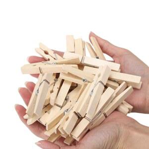 옷핀, 50팩, 2.9인치, 천연 자작나무, 녹슬고 습기에 강한 내구성이 뛰어난 보관 가방이 있는 나무핀, 튼튼한 그립, 옷을 걸 수 가방 클립, 공예품, 사진