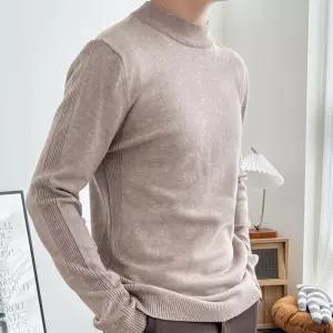 터틀넥 코디 베이지 반폴라 목 니트 남성 기본티 겨울 [mB19384]