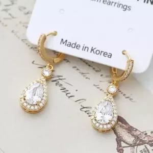 스터드귀걸이 골드필드 핀 블링 큐빅 골드 원터치링 귀걸이 14K