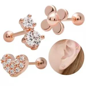 데일리피어싱 금침 데일리 큐빅 하트 플라워 꽃 피어싱 14K