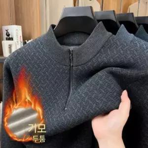 남친 니트 겨울 캐주얼 데일리 집업 기모 반 카디건 보온 다올4