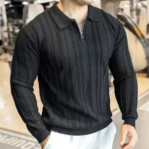 니트 가을 겨울 스웨터 긴팔 터틀넥 칼라넥 반집업 남성패션 솔리드 DL4