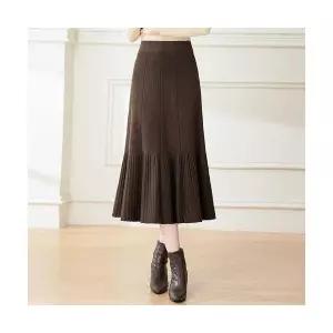 스커트 여사친 모직 니트 추동 오피스룩 트렌디 허리 밴딩 정장 감각 머메이드 아이템 HT4