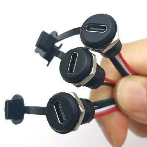 1PCS USB 유형 커넥터 너트 플레이트가있는 방수 여성 포트 충전 TPC 고전류 고속