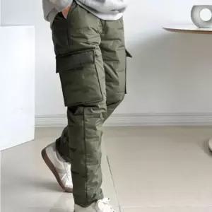 패딩슬랙스 남자패딩바지 조거방풍바지 카고형 하의 조거팬츠 남자 바지 밴딩