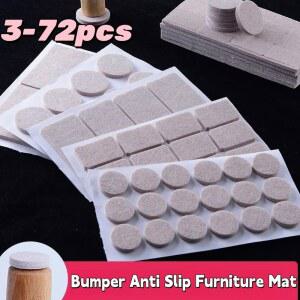 3 72Pcs 자기 접착 의자 다리 패드 펠트 3mm 두꺼운 바닥 스크래치 보호기 매트 음소거 가구 미끄럼 방지 범퍼 액세서리