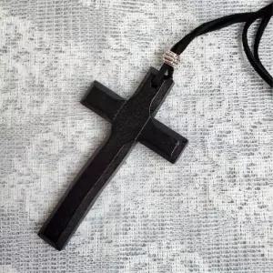 [라일리쥬얼리] Rly 십자가 나무 펜던트 블랙 목걸이 체인 스틸