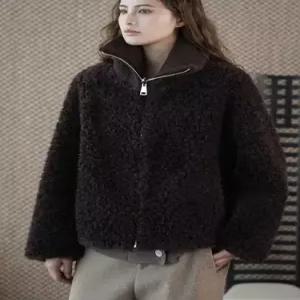 여사친 빈티지 러블리 점퍼 집업 야구 항공 뽀글이 하이넥 반 램스울 따뜻한 코트 다올4