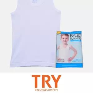 (트라이) 면 100% 고급 순면 소재 백색 아동 런닝