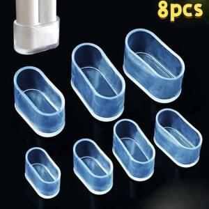 8개 미끄럼 방지 의자 양말 타원형 커버 테이블 패드 먼지 가구 실리콘 보호 다리